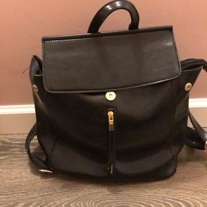 Faux leather backpack/crossbody converting bag